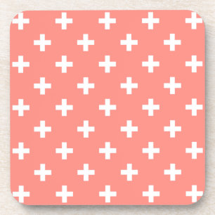 Posavasos Cruces de polka blanco sobre melocotón