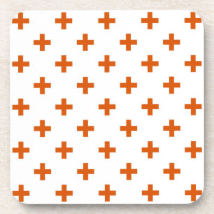 Posavasos Cruces de polka naranja sobre blanco