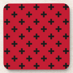 Posavasos Cruces de polka negra en rojo