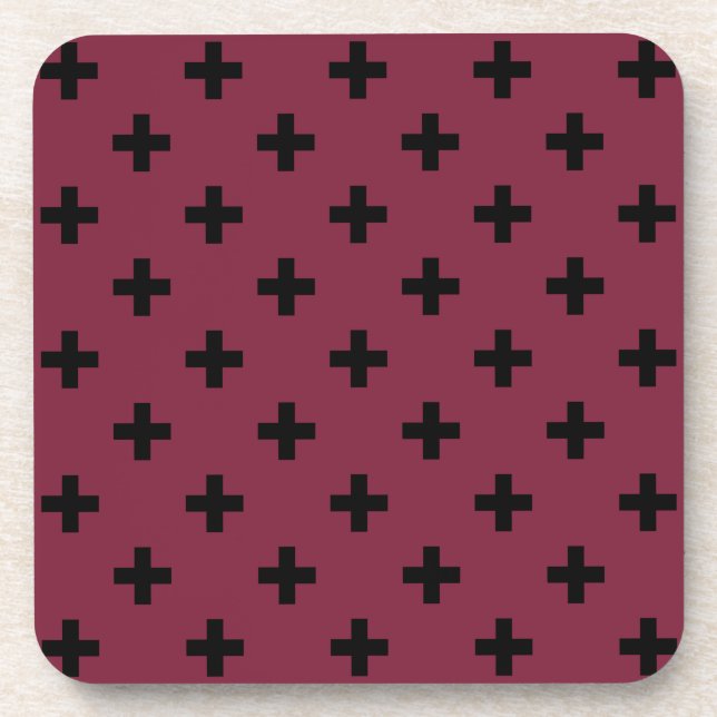 Posavasos Cruces de polka negra sobre morera (Frente)