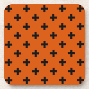 Posavasos Cruces de polka negra sobre naranja