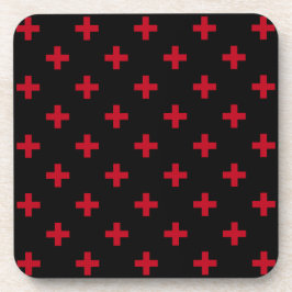 Posavasos Cruces de polka roja sobre negro