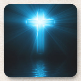 Posavasos Cruz cristiana en luz azul