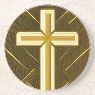 Posavasos Cruz de oro en la montaña de piedra arenisca de fo
