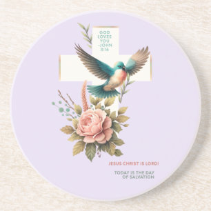 Posavasos Cruz y diseño de pájaro Dios te ama