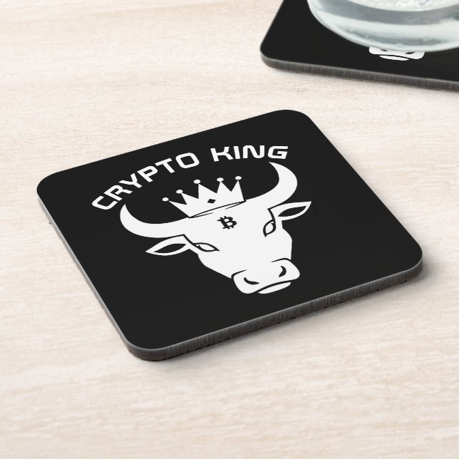 Posavasos Crypto King personalizado negro (Lado Izquierdo)