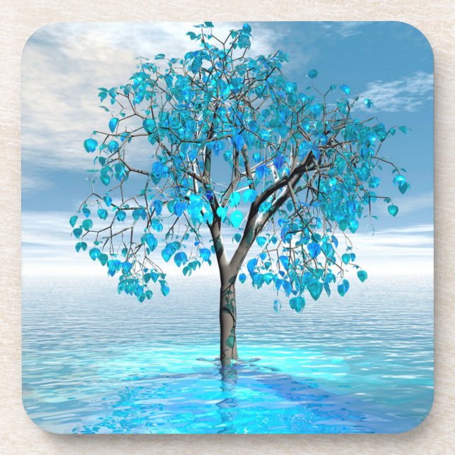 Posavasos Crystal Blue Tree Hard Plaster (Frente)