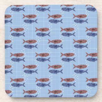 Posavasos Cuaderno de Cuadrícula Azul con Escuela de Peces