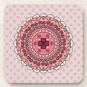 Posavasos Cuadrado de corazon para día de San Valentín con e