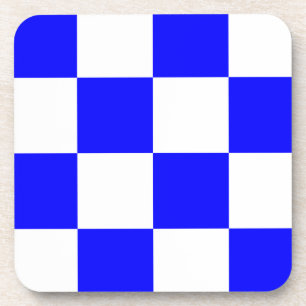 Posavasos Cuadrado de cuadros blancos y azules de NOVIEMBRE