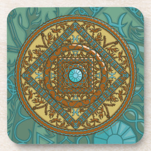 Posavasos cuadrado de mandala de Piscis
