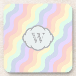 Posavasos cuadrado de olas de arcoíris pastel