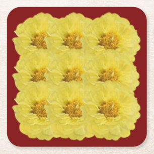 Posavasos Cuadrado De Papel 色 de la montaña rusa de Peony 黄 い 牡 の コ 丹 ス・snihtæ