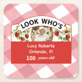 Posavasos Cuadrado De Papel 100.º cumpleaños - Personalizable