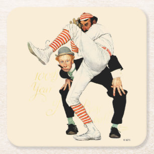 Posavasos Cuadrado De Papel 100o Aniversario del béisbol