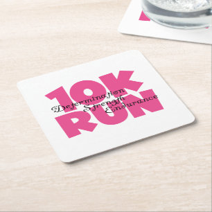 Posavasos Cuadrado De Papel 10.000 carreras de deportes rosados
