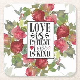 Posavasos Cuadrado De Papel 1 Corintios 13:4 El amor es el amor del paciente e