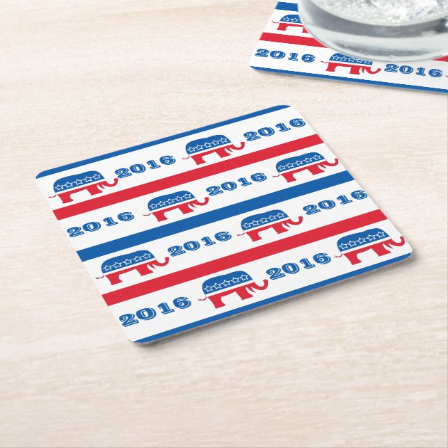 Posavasos Cuadrado De Papel 2016 rayas republicanas patrióticas del elefante
