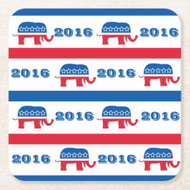 Posavasos Cuadrado De Papel 2016 rayas republicanas patrióticas del elefante