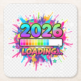 Posavasos Cuadrado De Papel 2026 Loading... Progress Bar Sticker