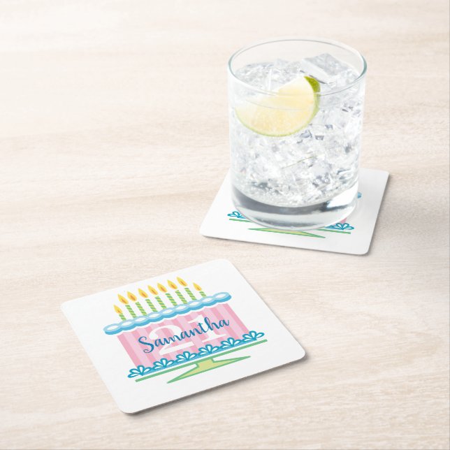 Posavasos Cuadrado De Papel 21.ª Pastel Rosa Azul (In situ)