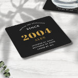 Posavasos Cuadrado De Papel 21 Nóbel 2004 Moda elegante de oro negro<br><div class="desc">Premium 21st Birthday Black and Gold Personalized Paper Coasters - Elegancia de celebración. Celebre un cumpleaños de importancia con estilo con nuestras galas de papel de moda, calidad superior y 21º cumpleaños. Con un diseño exquisito con un llamativo color negro y dorado, estas galerías añaden un toque de lujo y...</div>