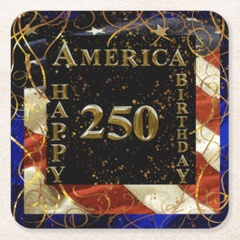 Posavasos Cuadrado De Papel ¡250º Cumpleaños Feliz América!