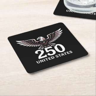 Posavasos Cuadrado De Papel 250 Aniversario Águila USA Patriótico Americano