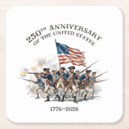 Posavasos Cuadrado De Papel 250th Anniversary Revolutionary Soldiers 1776-2026