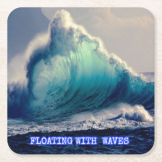 Posavasos Cuadrado De Papel 29.Olas oceánicas azules,regalos para los amantes