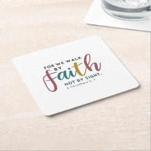 Posavasos Cuadrado De Papel 2 Corintios 5:7 Hospitalidad intencional de fe