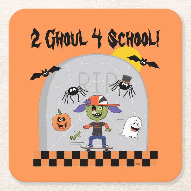 Posavasos Cuadrado De Papel 2 Ghoul 4 Escolar Chica Cuadrado de Papel (Anverso)