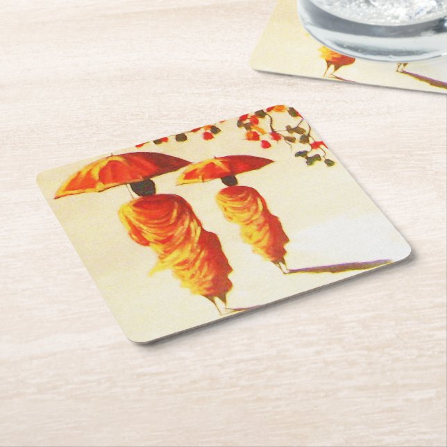 Posavasos Cuadrado De Papel 2 Monjes budistas laosianos (En perspectiva)