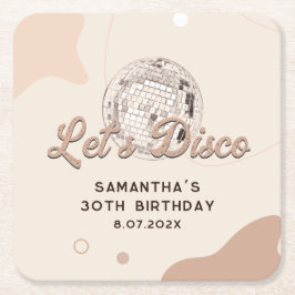 Posavasos Cuadrado De Papel 30.ª celebración de cumpleaños 70 Retro Disco Fies