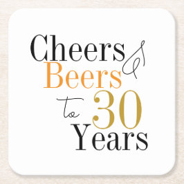 Posavasos Cuadrado De Papel 30.ª Cerveza de cumpleaños y Fiesta mínimo de víto