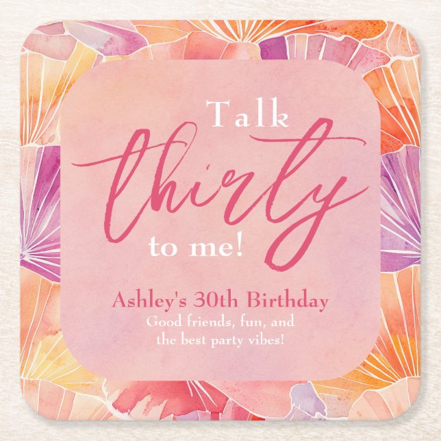 Posavasos Cuadrado De Papel 30.ª charla de cumpleaños (Anverso)