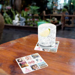 Posavasos Cuadrado De Papel 30.º nombre de collage de fotos de fiestas de cump<br><div class="desc">Una montaña rusa fiesta para una fiesta de 30 años,  celebrando su vida con un collage de 8 de sus fotos. Plantillas para un nombre,  edad 30 y fecha. Fecha de nacimiento o fecha del fiesta. Cartas de color coral y burdeos. Fondo blanco.</div>