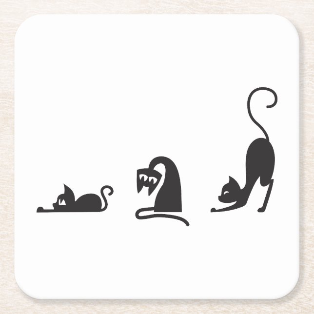 Posavasos Cuadrado De Papel 3 cats (Anverso)