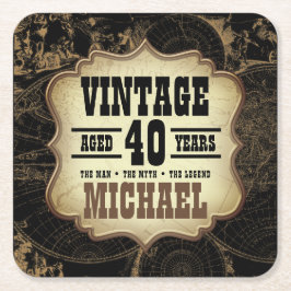 Posavasos Cuadrado De Papel 40.º Fiesta negro tema de la cosecha de cumpleaños