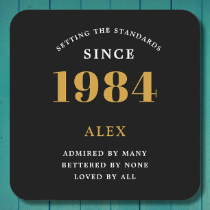 Posavasos Cuadrado De Papel 40.º Nombramiento de cumpleaños 1984 Moda elegante