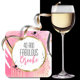 Posavasos Cuadrado De Papel 40 Fabuloso Hot Pink Black Gold 40 cumpleaños