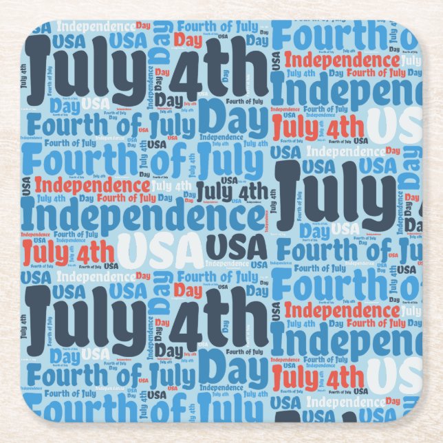Posavasos Cuadrado De Papel 4 de julio (Anverso)