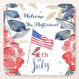 Posavasos Cuadrado De Papel 4 de julio Bandera personalizada estilo