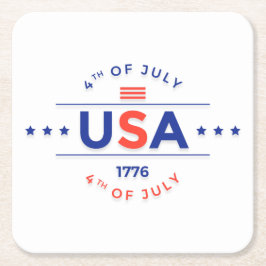 Posavasos Cuadrado De Papel 4 de julio, montaña rusa de papel de celebración