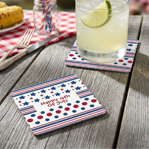 Posavasos Cuadrado De Papel 4 De Julio Rojo Blanco Y Azul Patriótico