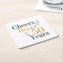 Posavasos Cuadrado De Papel 50.ª Cerveza de cumpleaños y Fiesta mínimo de víto