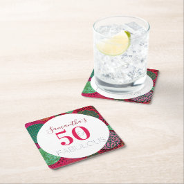 Posavasos Cuadrado De Papel 50.º cumpleaños 50 y fabuloso Fiesta único