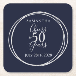 Posavasos Cuadrado De Papel 50 años de vigilia a Fiesta plateado de la marina 