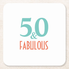 Posavasos Cuadrado De Papel 50 y fabuloso