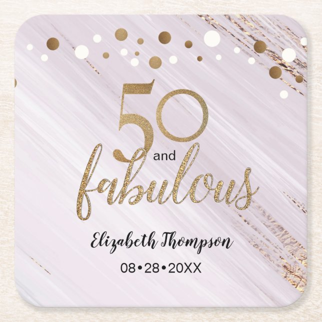 Posavasos Cuadrado De Papel 50 y fabuloso acuarela y personalizado de golpes d (Anverso)